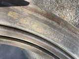 a close up of a tire on the ground