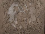 drawing of a drawing of a group of people in a circle