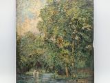 an image of a painting of a man fishing in a river