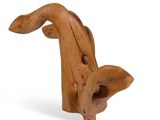 an image of a wooden sculpture of a bird on a white background