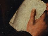 painting of a man holding a book in his right hand