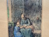 an image of a painting of a woman and a child sitting on a porch