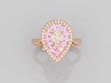 a pink and white diamond ring set in 18k rose gold