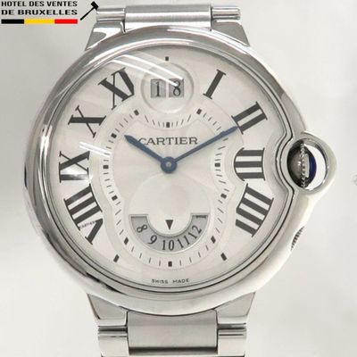 a silver watch with roman numerals on the face