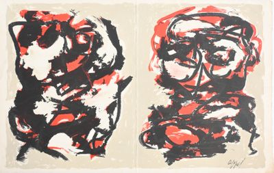 deux tableaux noirs et rouges sur fond blanc