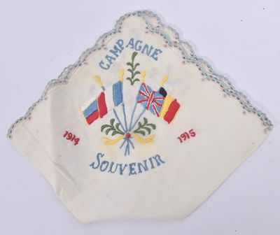a white handkerchief with a design of flags on it