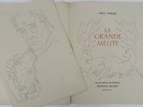 two books with drawings of a man and a dog on them
