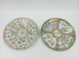 paire d'assiettes de la famille chinoise avec oiseaux et fleurs