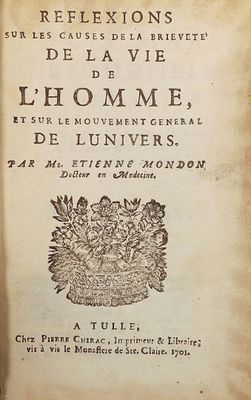 an old book with a black and white image of a crown on top of it