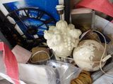 a basket of assorted items sitting on a table
