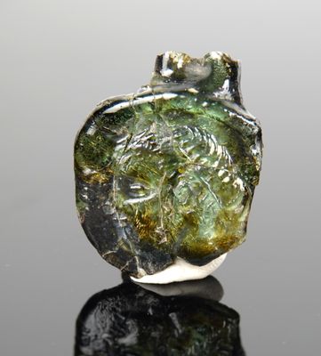 an image of a piece of glass with moss growing out of it