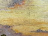 an oil painting of a couple of people walking down a hill