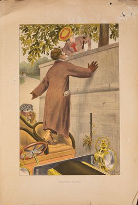 an old book with a picture of a man standing on a ledge