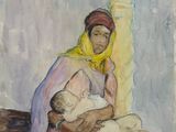 une image d'une peinture représentant une femme tenant un bébé