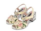 sandales pour femme à imprimé floral et nœuds sur le talon