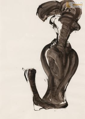 une image représentant un dessin d'un vase orné d'un oiseau