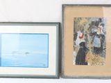 deux tableaux encadrés accrochés l'un à côté de l'autre au mur
