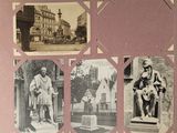 an old photo of a collage of old photos of people in front of a building