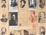 many different pictures of men with beards and mustaches on the wall