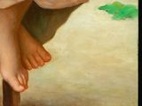 a painting of a woman ' s feet on a stool