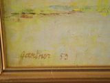 an image of a painting of a landscape with a yellow sky in the background