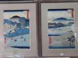 deux tableaux encadrés représentant des montagnes et un plan d'eau dans une pièce