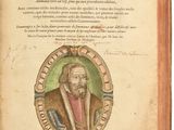 un vieux livre sur lequel figure l'image d'un homme portant une couronne