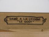 a close up of a label on a piece of fabric