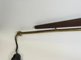 an image of a ceiling fan with a wooden handle and a black cord