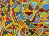 painting of a colorful abstract painting of a man and a woman