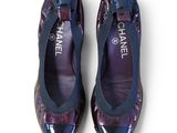 chanel navy blue and purple patent pumps