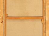a painting of a wooden frame with a painting of a bird on it