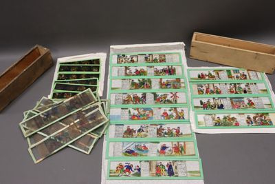 Lot de 2 boites en bois contenant des plaquettes de verre an…