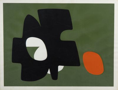 une image représentant un tableau en noir et blanc avec un point rouge