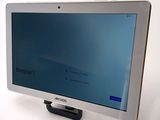 a computer monitor with a blue screen on top of it