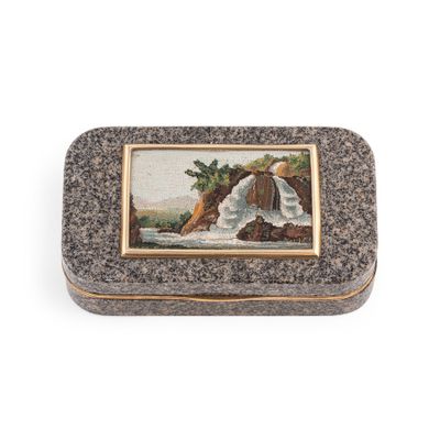 a picture of a box with a picture of a waterfall