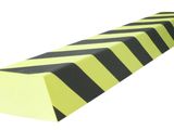 yellow and black striped barrier with black stripes on it