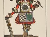 un dessin représentant un homme en costume, muni d'une épée