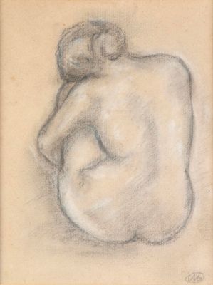 une image représentant le dessin d'une femme nue assise sur le dos