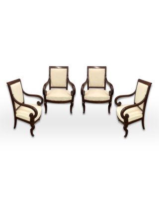 Ensemble de 4 fauteuils à crosse en bois