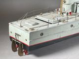 a model of a boat on display on a table