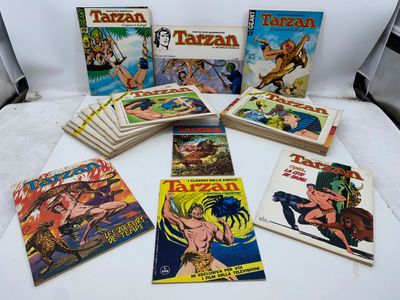 a bunch of comics are sitting on a white table