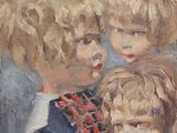 tableau représentant trois enfants regardant quelque chose au loin