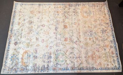 an image of a rug on a table with a chair in the background