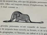 le dessin d'un éléphant sur une page d'un livre
