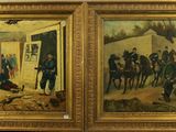 two paintings of men in military uniforms are on display in a museum