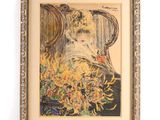 une image représentant un tableau où l'on voit une femme assise sur une chaise avec un bouquet de fleurs