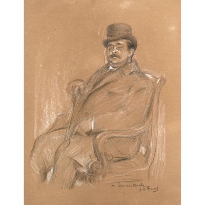 l'image d'un dessin représentant un homme assis sur une chaise