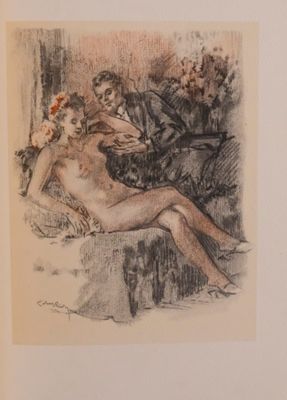 an image of a drawing of a nude woman sitting on a couch