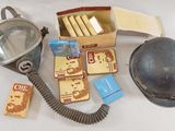 a helmet, a box of matches, a box of matches, a box of matches, a box of matches, a box of matches, and a